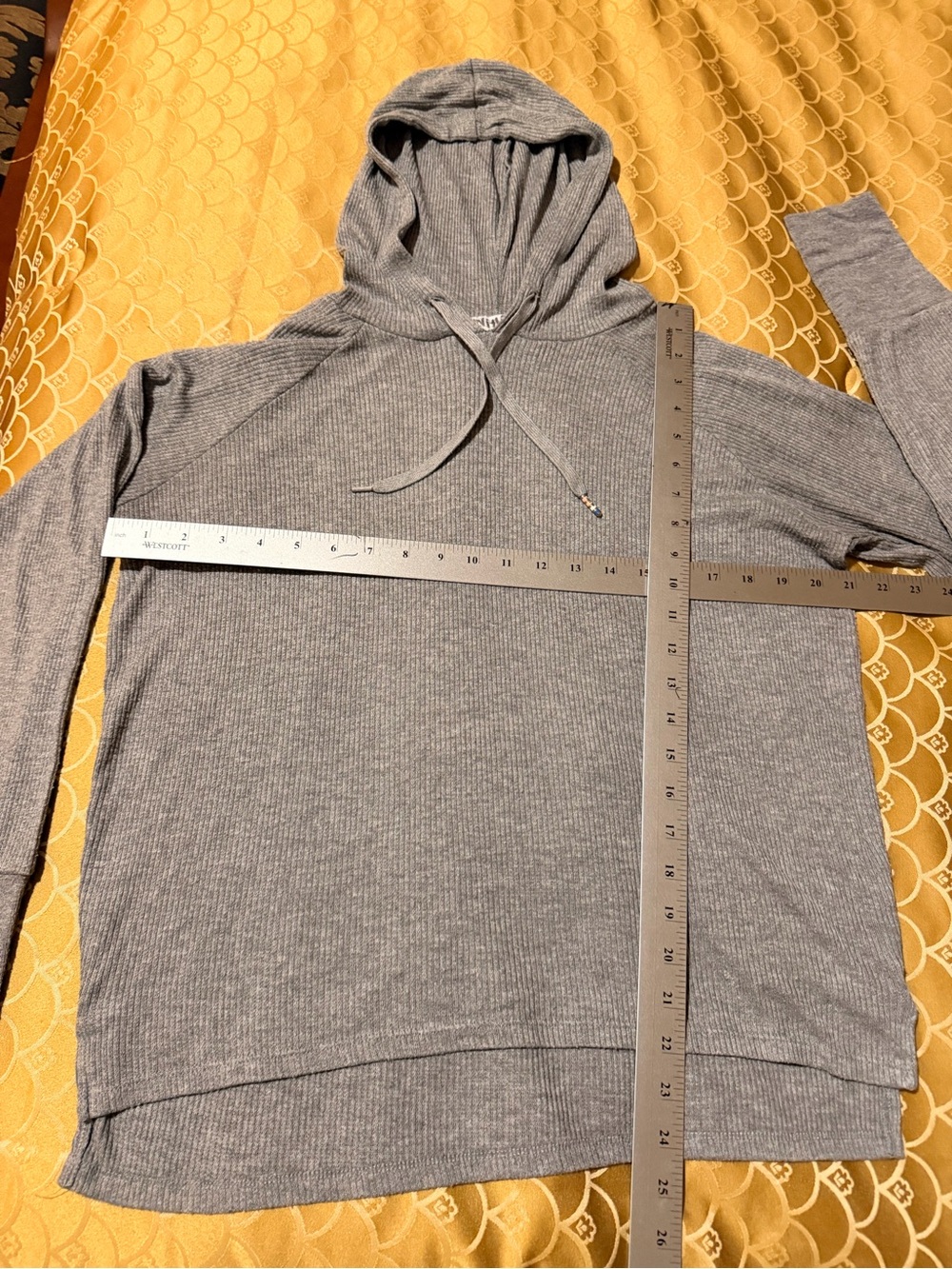 PJ Salvage Grey Hoodie, super soft ribbed knit, long-sleeve, Oversized size XS - Picture 2 of 16